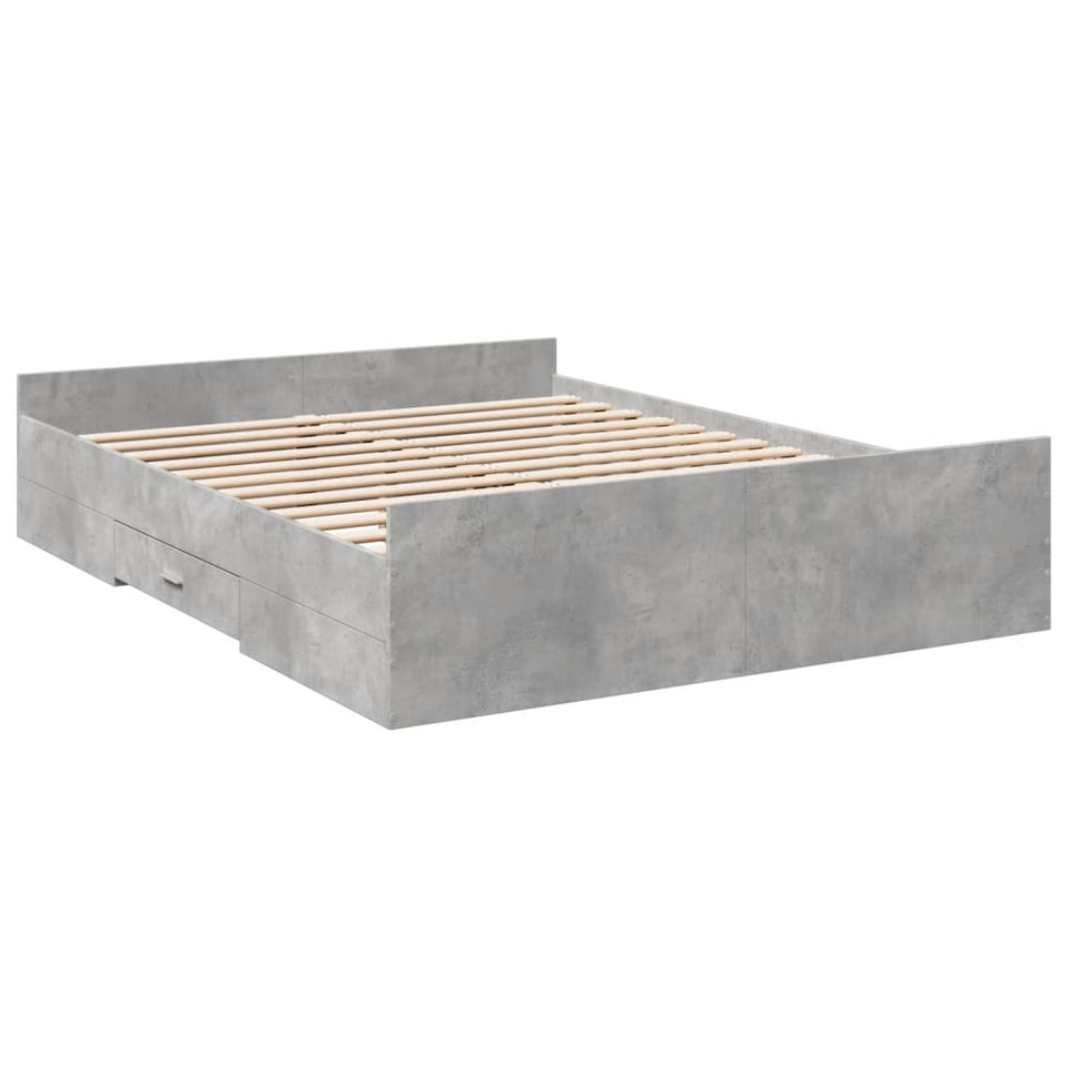 Bed Frame with Drawers without Mattress Concrete Grey 160x200 cm