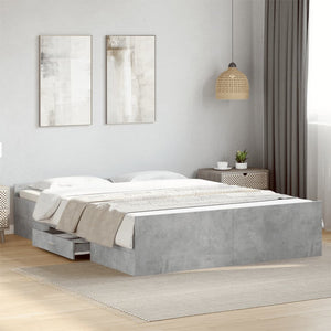 Bed Frame with Drawers without Mattress Concrete Grey 160x200 cm