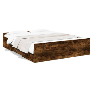 Bed Frame with Drawers without Mattress Smoked Oak 160x200 cm