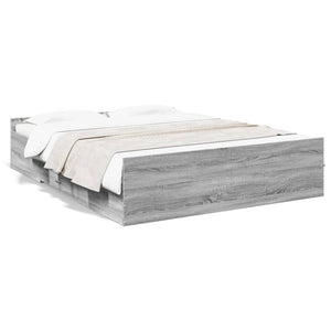 Bed Frame with Drawers without Mattress Grey Sonoma 160x200 cm