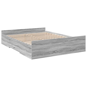 Bed Frame with Drawers without Mattress Grey Sonoma 160x200 cm