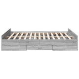 Bed Frame with Drawers without Mattress Grey Sonoma 160x200 cm