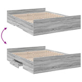 Bed Frame with Drawers without Mattress Grey Sonoma 160x200 cm