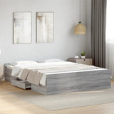 Bed Frame with Drawers without Mattress Grey Sonoma 160x200 cm