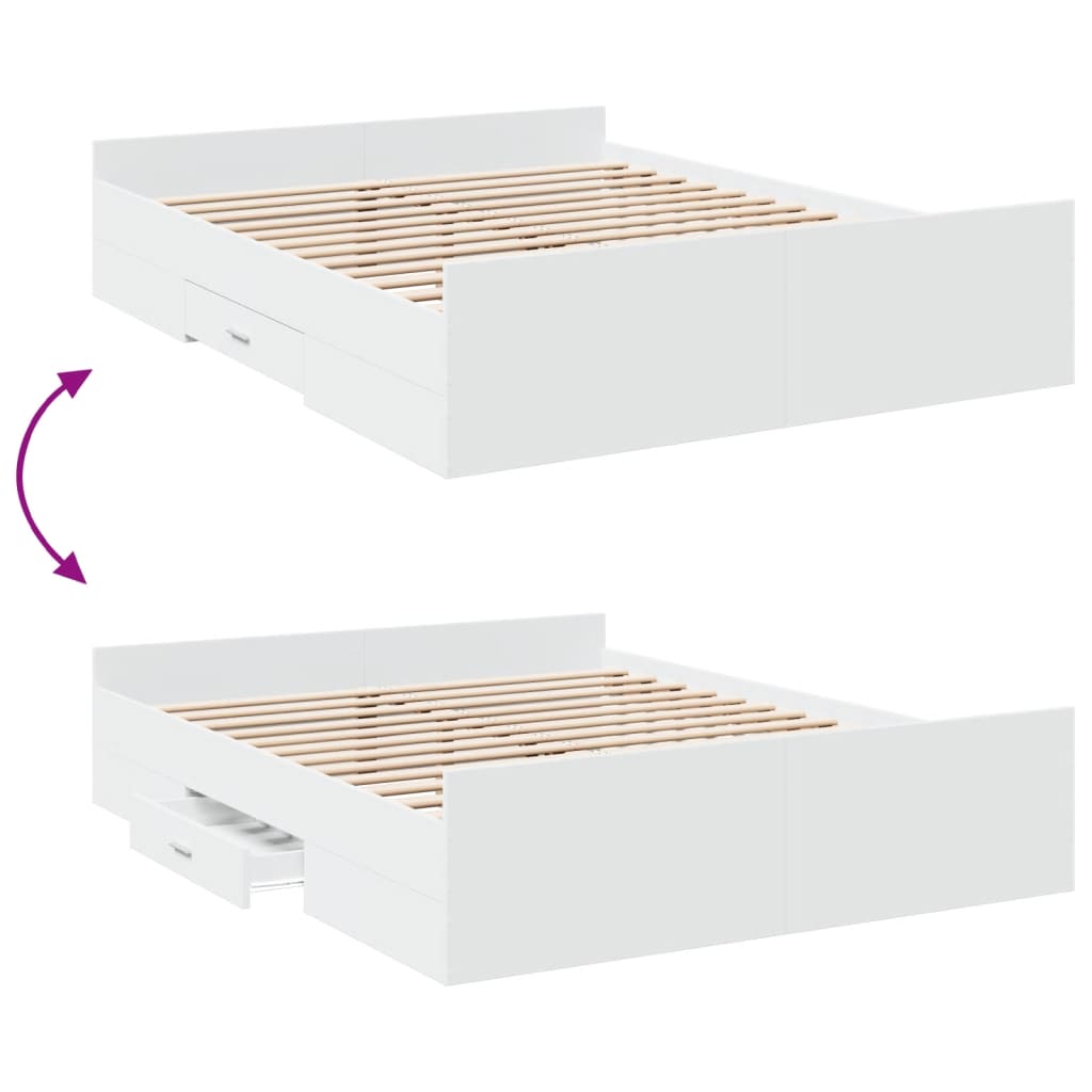 Bed Frame | White | Engineered wood, Plywood | King Size | Bed Frame