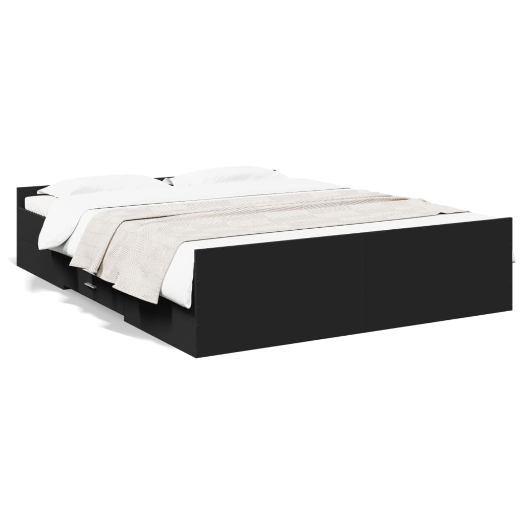 Bed Frame | Black | Engineered Wood | King Size | Bed Frame | Rectangular