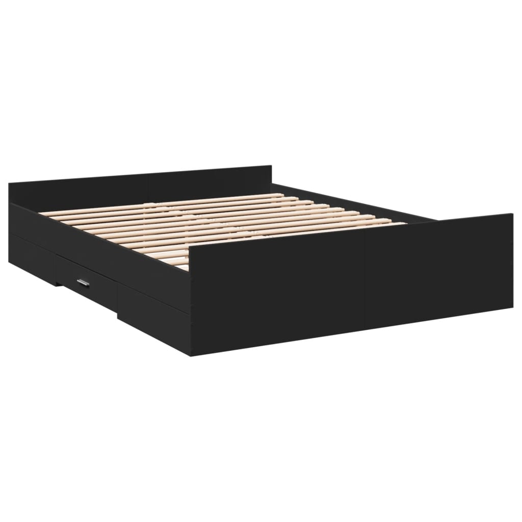 Bed Frame | Black | Engineered Wood | King Size | Bed Frame | Rectangular