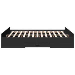 Bed Frame with Drawers without Mattress Black 150x200 cm King Size