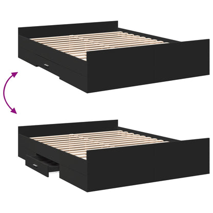 Bed Frame | Black | Engineered Wood | King Size | Bed Frame | Rectangular