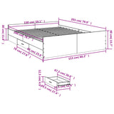 Bed Frame with Drawers without Mattress Black 150x200 cm King Size