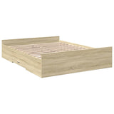 Bed Frame with Drawers Sonoma Oak 150x200 cm King Size Engineered Wood