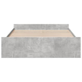 Bed Frame with Drawers without Mattress Concrete Grey 150x200 cm King Size