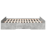 Bed Frame with Drawers without Mattress Concrete Grey 150x200 cm King Size