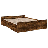 Bed Frame with Drawers without Mattress Smoked Oak 150x200 cm King Size