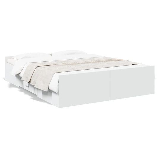 Bed Frame with Drawers without Mattress White 140x200 cm