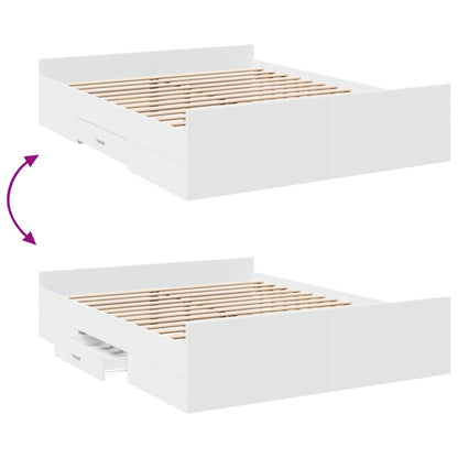 Bed Frame with Drawers without Mattress White 140x200 cm