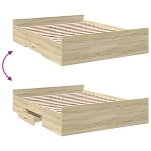 Bed Frame with Drawers without Mattress Sonoma Oak 140x200 cm