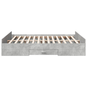 Bed Frame with Drawers Concrete Grey 140x200 cm Engineered Wood