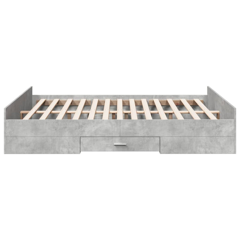 Bed Frame with Drawers Concrete Grey 140x200 cm Engineered Wood