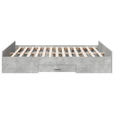 Bed Frame with Drawers Concrete Grey 140x200 cm Engineered Wood