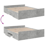 Bed Frame with Drawers Concrete Grey 140x200 cm Engineered Wood