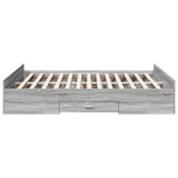 Bed Frame with Drawers Grey Sonoma 140x200 cm Engineered Wood