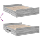 Bed Frame with Drawers Grey Sonoma 140x200 cm Engineered Wood