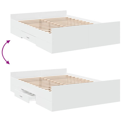 Bed Frame with Drawers without Mattress White 120x200 cm