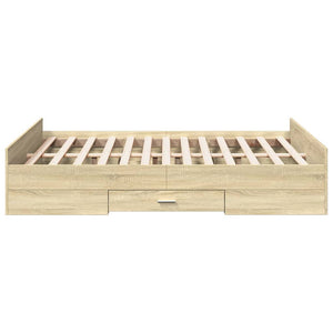 Bed Frame with Drawers without Mattress Sonoma Oak 120x200 cm