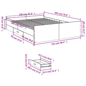 Bed Frame with Drawers without Mattress Sonoma Oak 120x200 cm