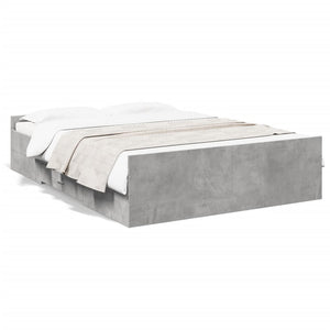 Bed Frame with Drawers without Mattress Concrete Grey 120x200 cm