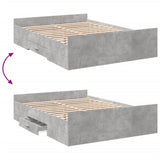 Bed Frame with Drawers without Mattress Concrete Grey 120x200 cm