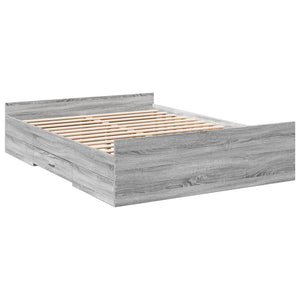 Bed Frame with Drawers Grey Sonoma 120x200 cm Engineered Wood