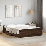 Bed Frame with Drawers Brown Oak 120x200 cm Engineered Wood