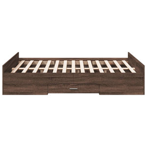 Bed Frame with Drawers Brown Oak 120x200 cm Engineered Wood