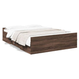 Bed Frame with Drawers Brown Oak 120x200 cm Engineered Wood