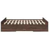 Bed Frame with Drawers Brown Oak 140x190 cm Engineered Wood