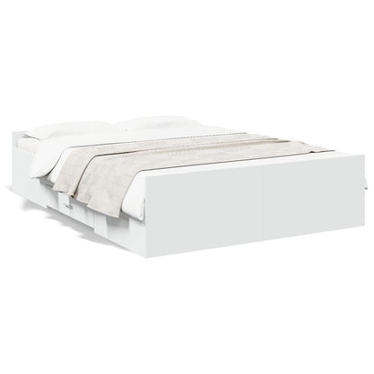 Bed Frame with Drawers without Mattress White 135x190 cm Double