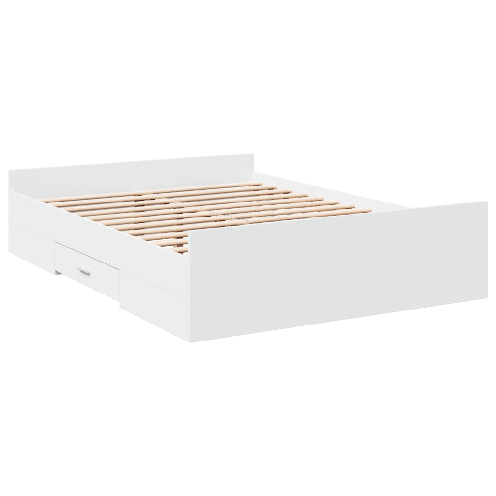 Bed Frame with Drawers without Mattress White 135x190 cm Double