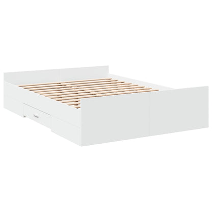 Bed Frame with Drawers without Mattress White 135x190 cm Double