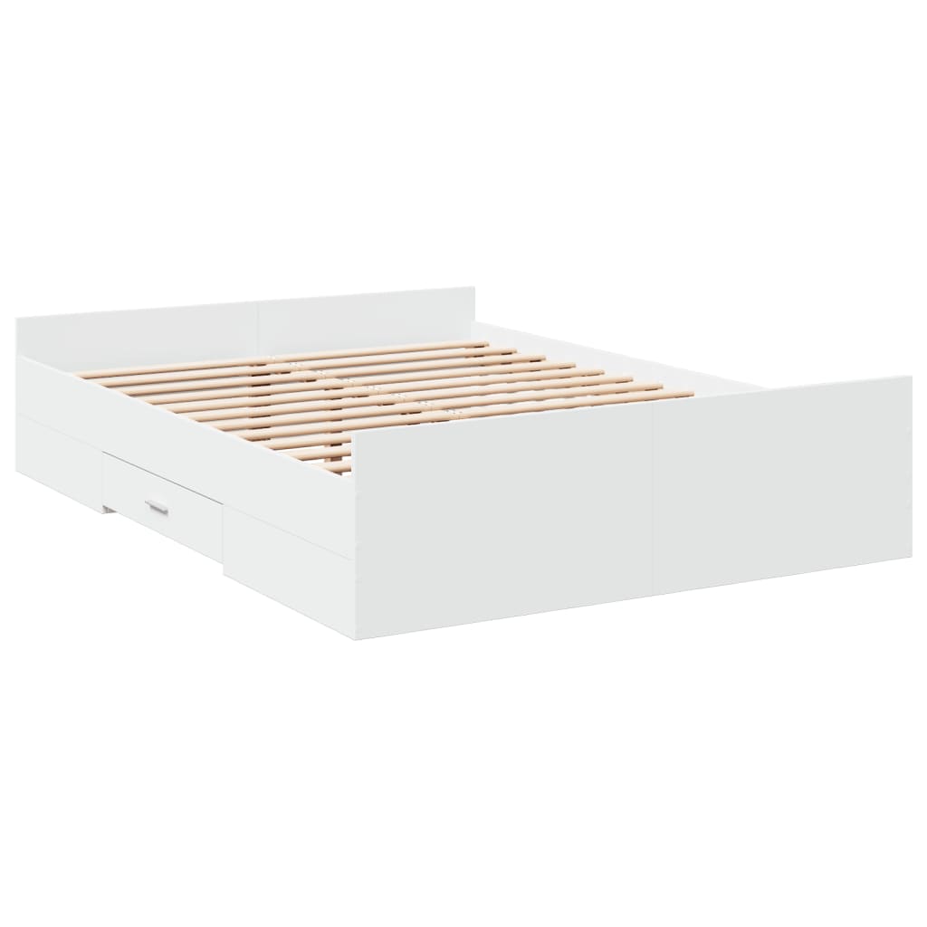 Bed Frame with Drawers without Mattress White 135x190 cm Double