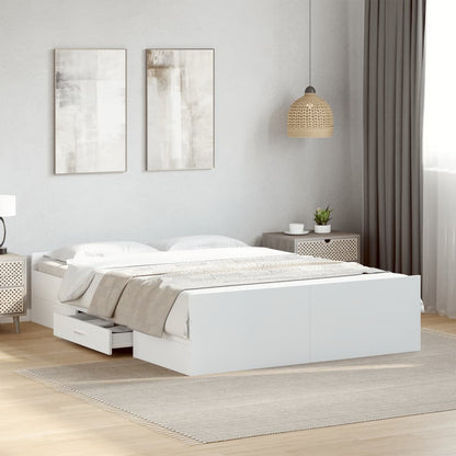 Bed Frame with Drawers without Mattress White 135x190 cm Double