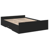 Bed Frame with Drawers Black 135x190 cm Double Engineered Wood