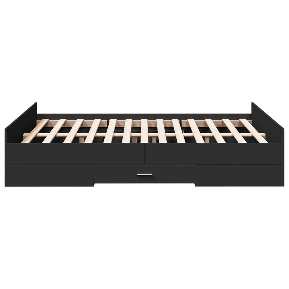 Bed Frame with Drawers Black 135x190 cm Double Engineered Wood