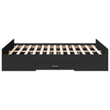 Bed Frame with Drawers Black 135x190 cm Double Engineered Wood