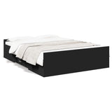 Bed Frame with Drawers Black 135x190 cm Double Engineered Wood