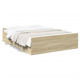 Bed Frame with Drawers without Mattress Sonoma Oak 135x190 cm Double