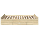 Bed Frame with Drawers without Mattress Sonoma Oak 135x190 cm Double