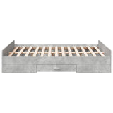 Bed Frame with Drawers without Mattress Concrete Grey 135x190 cm Double