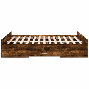 Bed Frame with Drawers without Mattress Smoked Oak 135x190 cm Double